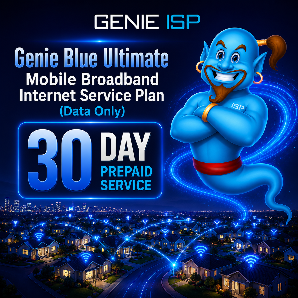 Genie Blue Ultimate Mobile Broadband Internet Service Plan (Data Only)— 30 Day Prepaid Service