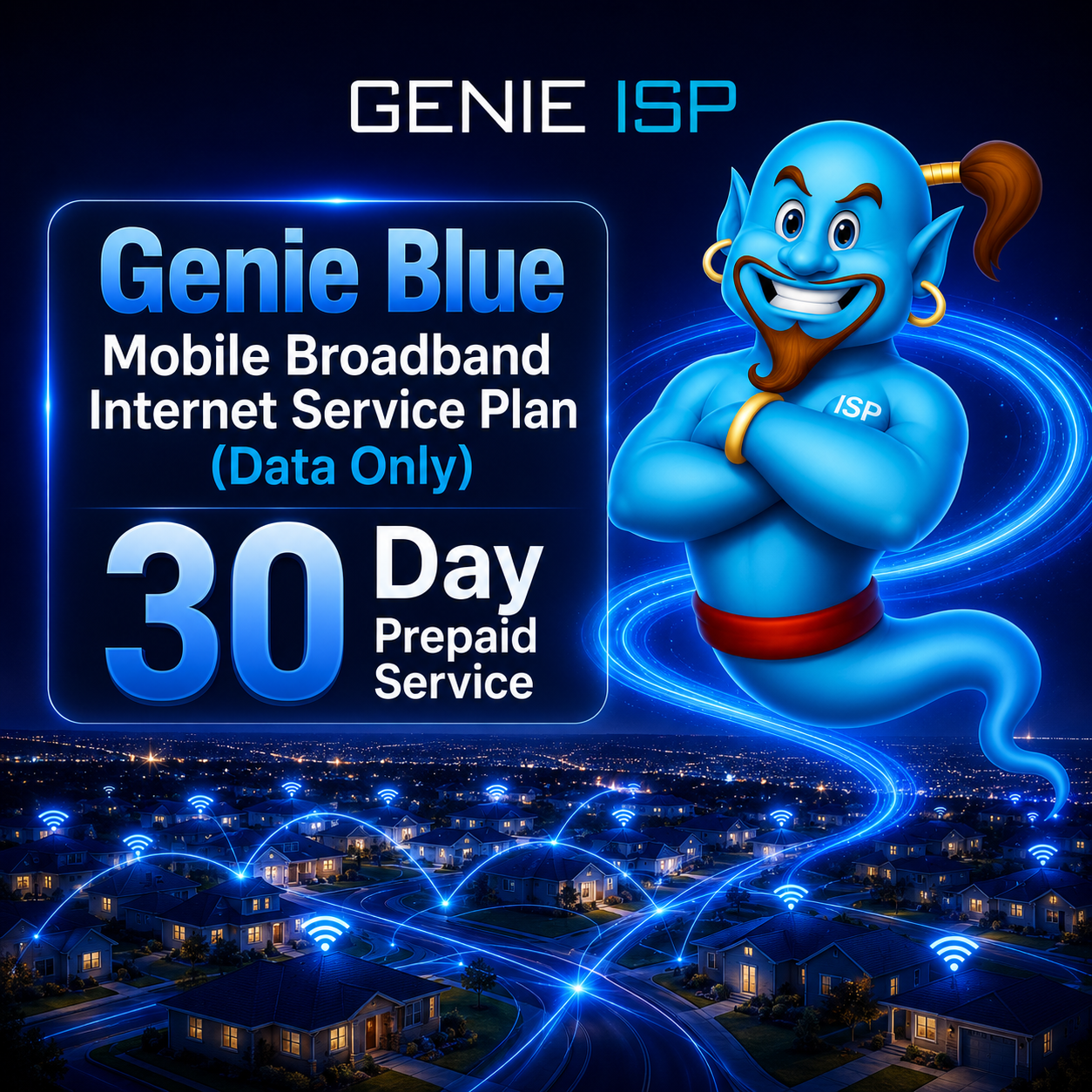 Genie Blue Mobile Broadband Internet Service Plan (Data Only)— 30 Day Prepaid Service