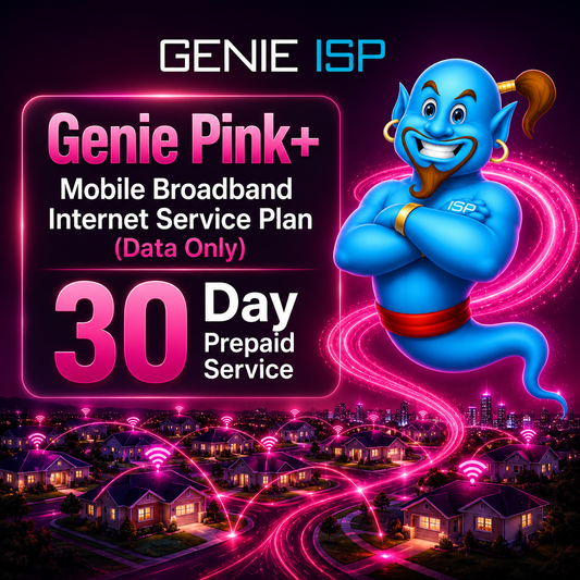 Genie Pink+ Mobile Broadband Internet Service Plan (Data Only) — 30 Day Prepaid Service