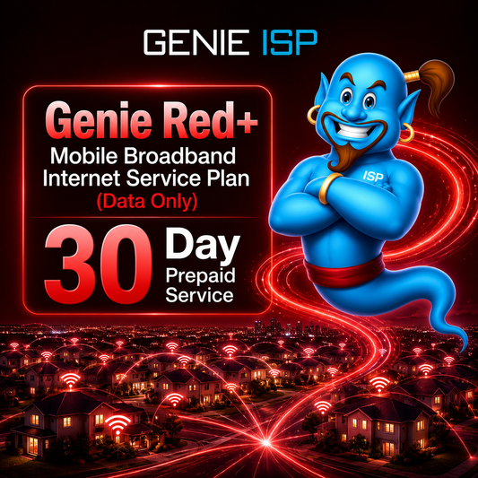 Genie Red+ Mobile Broadband Internet Service Plan (Data Only)— 30 Day Prepaid Service