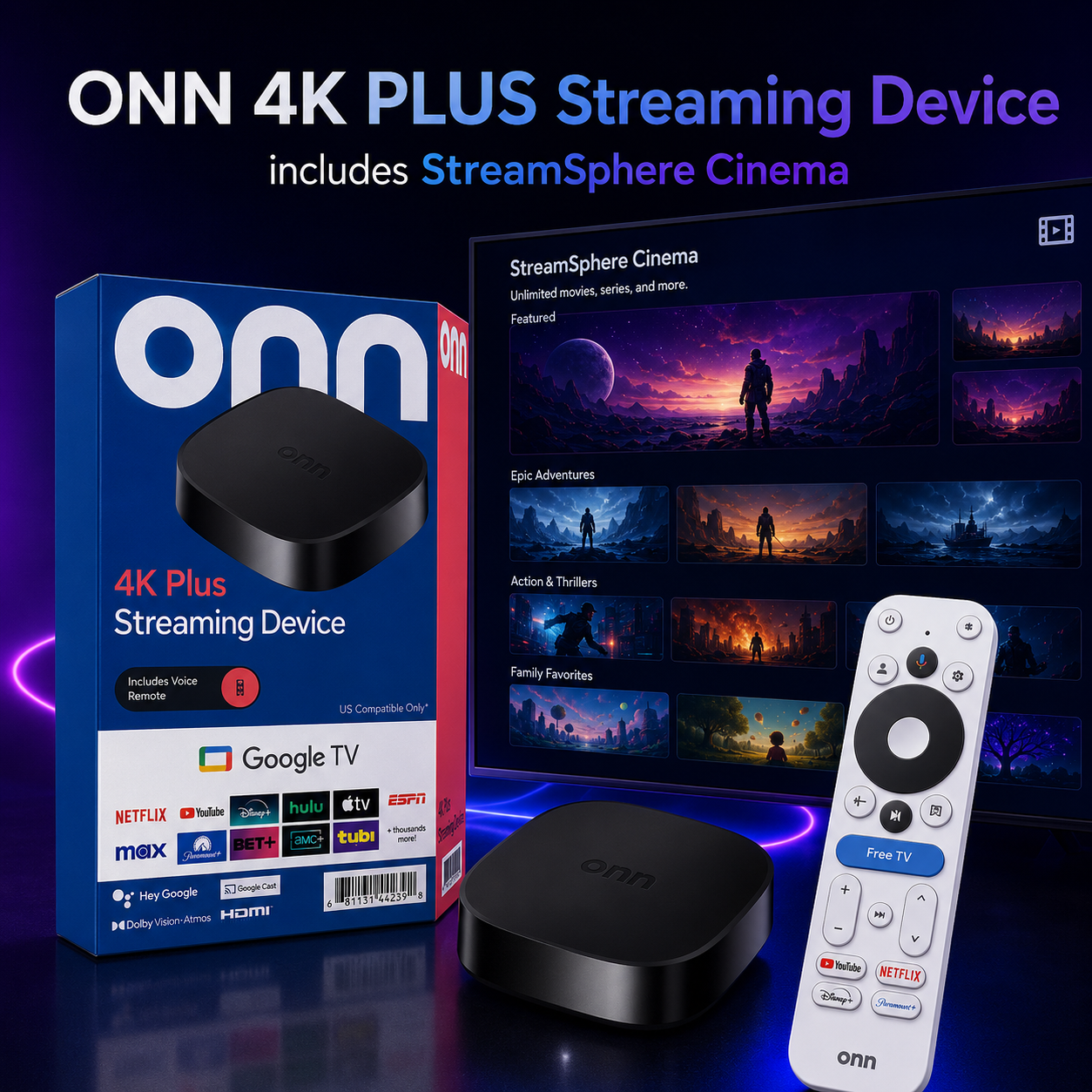 Onn 4K Plus Streaming Device (2025 Edition)