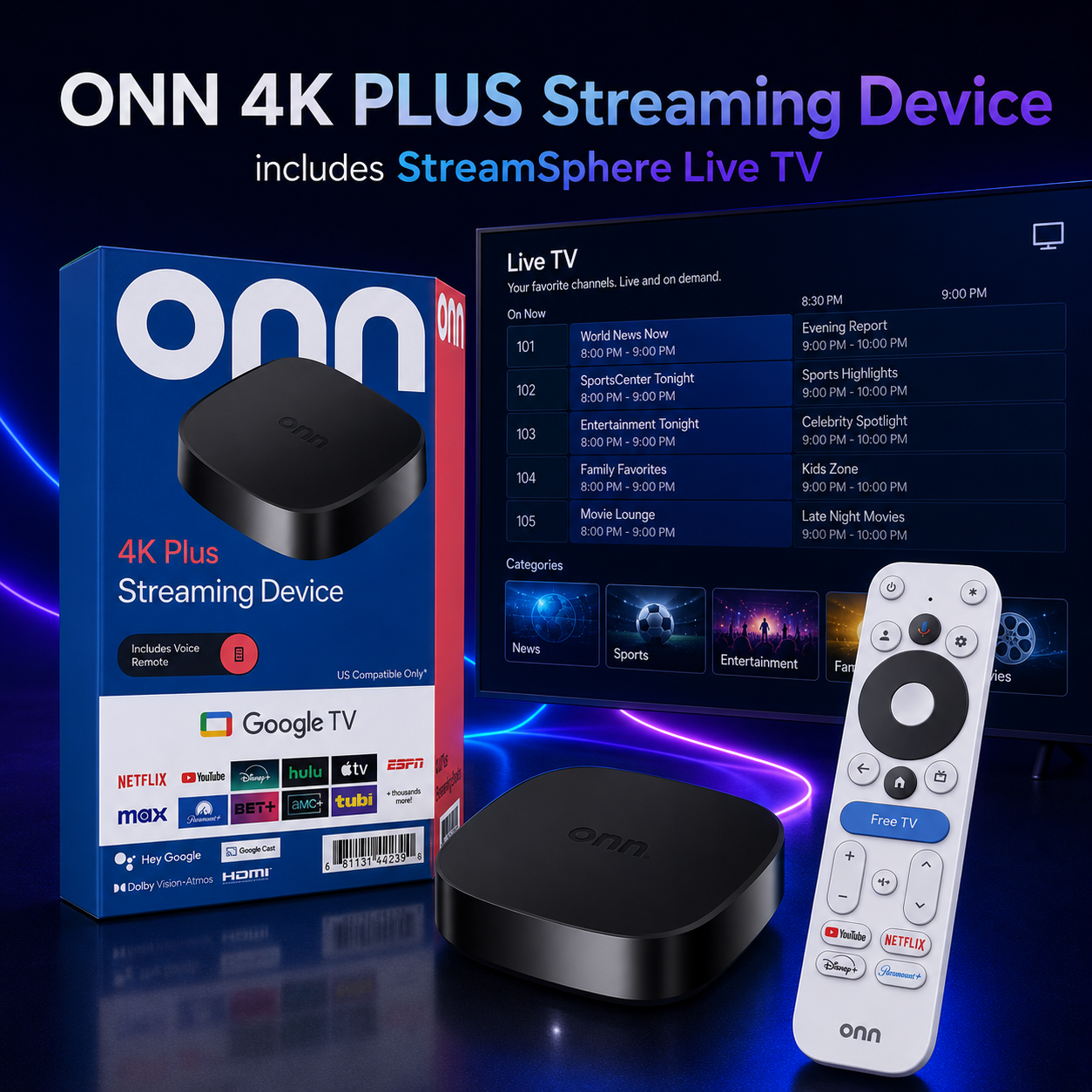 Onn 4K Plus Streaming Device (2025 Edition)