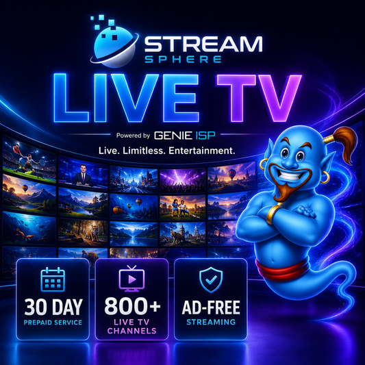 StreamSphere Live TV – 30 Day Prepaid Service